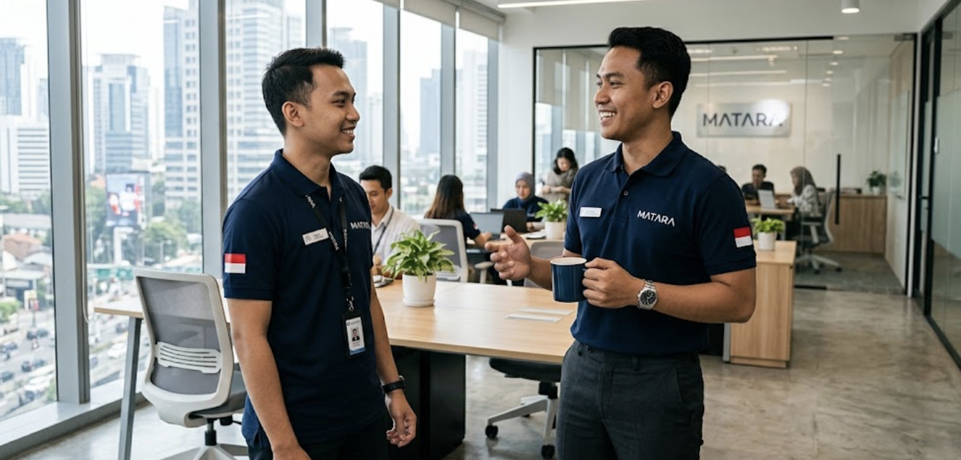 ilustrasi penggunaan kaos polo seragam kantor